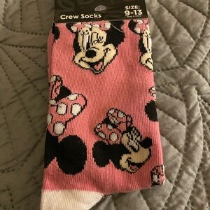 Disney Pink and Black Minnie Mouse Crew Socks